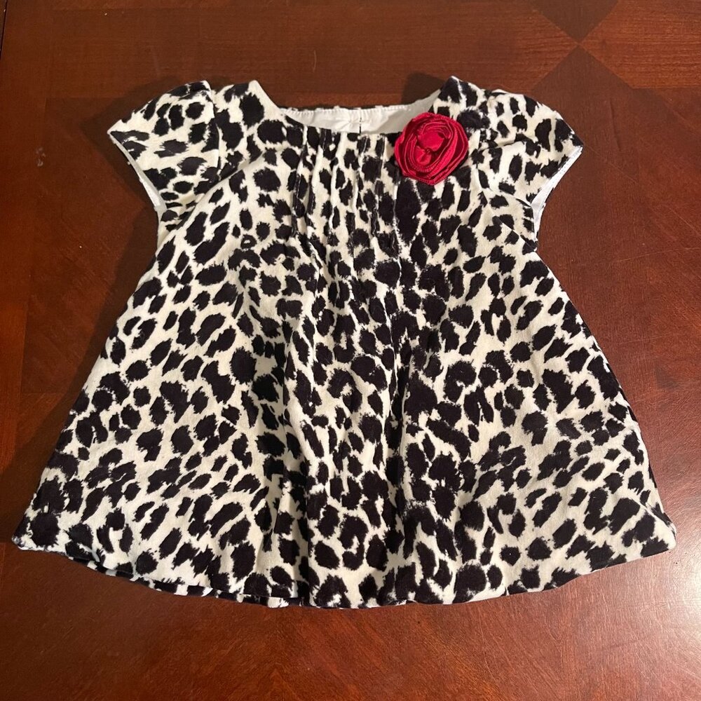 Pippa & Julie Baby Girls Leopard Print Dress W/ Red Flower Sz 12M‎
